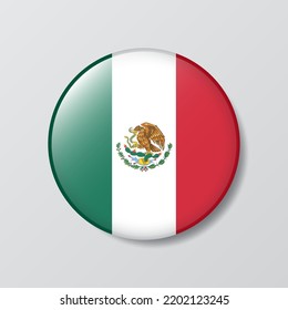 botón brillante en forma de círculo Ilustración de la bandera de México