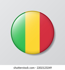 glossy button circle shaped Illustration of Mali flag