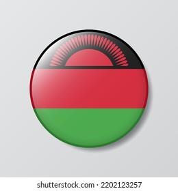 glossy button circle shaped Illustration of Malawi flag