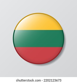 glossy button circle shaped Illustration of Lithuania flag