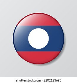 glossy button circle shaped Illustration of Laos flag