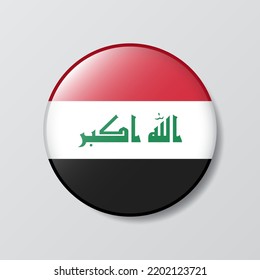 glossy button circle shaped Illustration of Iraq flag