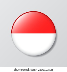 glossy button circle shaped Illustration of Indonesia flag