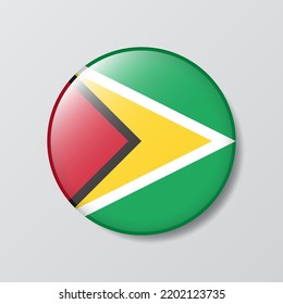 glossy button circle shaped Illustration of Guyana flag