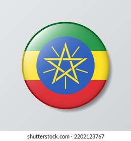 glossy button circle shaped Illustration of ethiopia flag