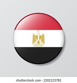 glossy button circle shaped Illustration of Egypt flag
