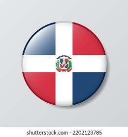 glossy button circle shaped Illustration of Dominican Republic flag