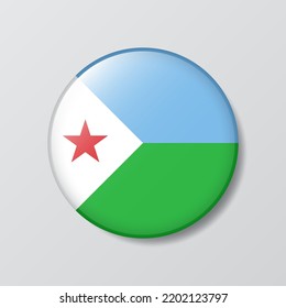 glossy button circle shaped Illustration of Djibouti flag