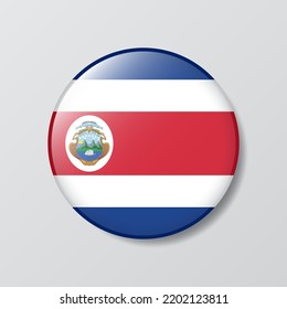 botón brillante en forma de círculo Ilustración de la bandera de Costa Rica