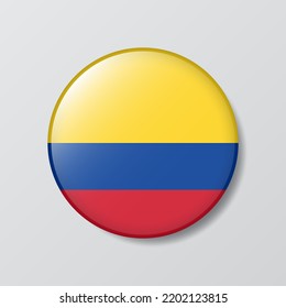 glossy button circle shaped Illustration of Colombia flag