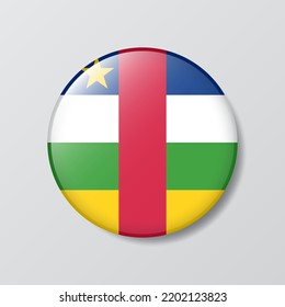 botón brillante en forma de círculo Ilustración de la bandera de la república centroafricana
