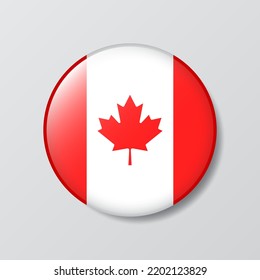 botón brillante en forma de círculo Ilustración de la bandera de Canadá