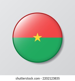 botón brillante en forma de círculo Ilustración de la bandera burkina faso