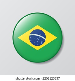 glossy button circle shaped Illustration of Brazil flag