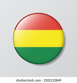 glossy button circle shaped Illustration of Bolivia flag