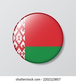 botón brillante en forma de círculo Ilustración de la bandera de Bielorrusia