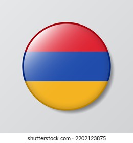 glossy button circle shaped Illustration of Armenia flag