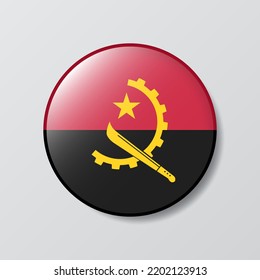 glossy button circle shaped Illustration of angola flag