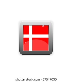 glossy button with flag of Denmark