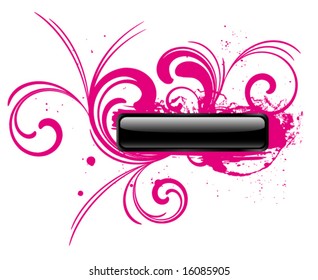 glossy button with floral background