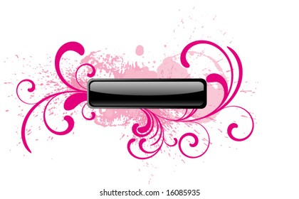 glossy button with floral background