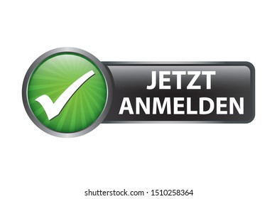 Glossy button with German text label meaning Register Now