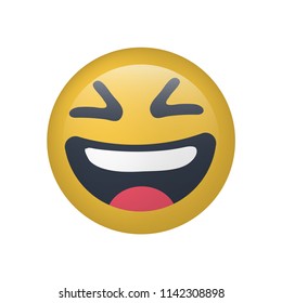 Glossy button happy smile emoji icon . Vector