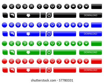 glossy button icon set in 4 colors