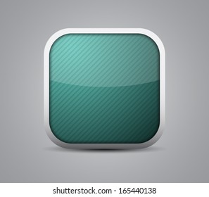 Glossy button / icon with shiny light, metallic frame and striped pattern background for websites (UI) or applications (app) for smartphones and tablets. Modern and plastic style 