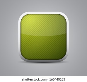 Glossy button / icon with shiny light, metallic frame and striped pattern background for websites (UI) or applications (app) for smartphones and tablets. Modern and plastic style 