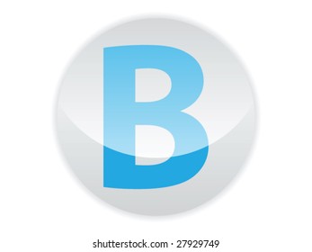 Glossy button of the letter B