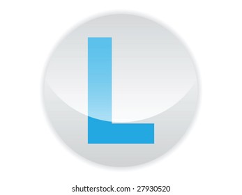 Glossy button of the letter L