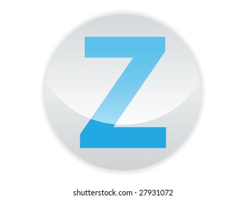 Glossy button of the letter Z