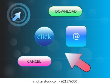 Glossy button in modern style ,illustrations