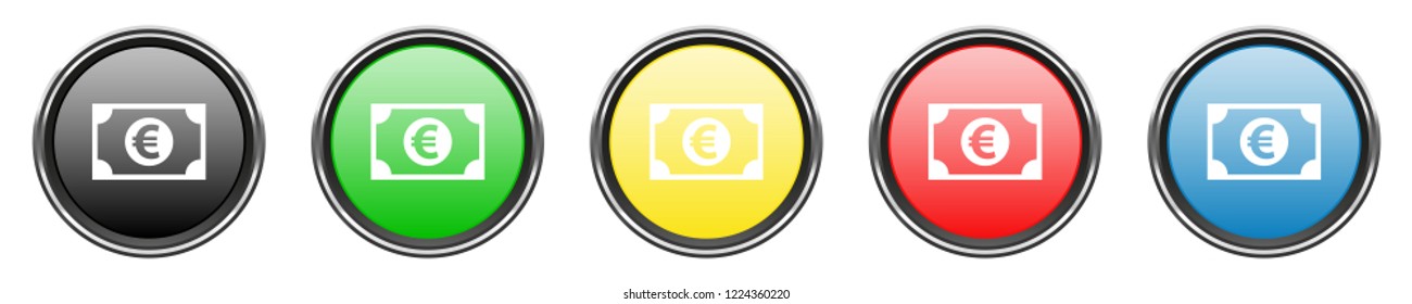 Glossy Button Set - euro bill