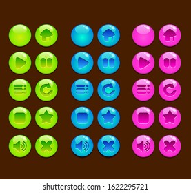 glossy button set for game applications or other applications