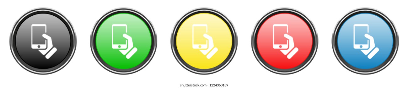 Glossy Button Set - hand with smartphone