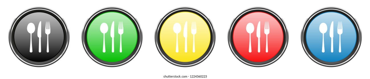 Glossy Button Set - spoon - knife - fork