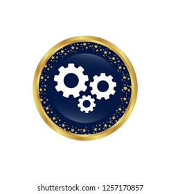 glossy button with settings icon. settings emblem, label, badge,sticker, logo. 