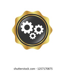 glossy button with settings icon. settings emblem, label, badge,sticker, logo. 