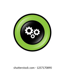 glossy button with settings icon. settings emblem, label, badge,sticker, logo. 