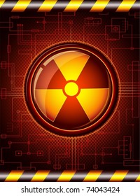 Glossy button with the sign of radiation.Vector EPS8.