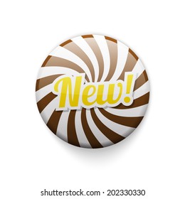 glossy button with spiral and text NEW, vector illustration, eps 10 with transparency