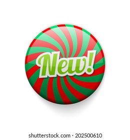 glossy button with spiral and text NEW, vector illustration, eps 10 with transparency