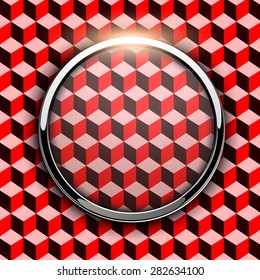 Glossy button, transparent on seamless background, vector illustration.