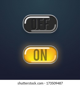 Glossy button. Vector Illustration.OFF AND ON