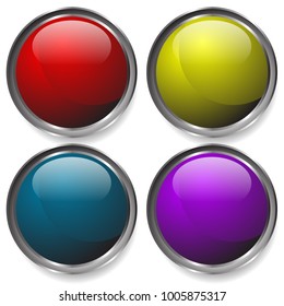 Glossy buttons, badges, orbs. Shiny circle buttons with blank space