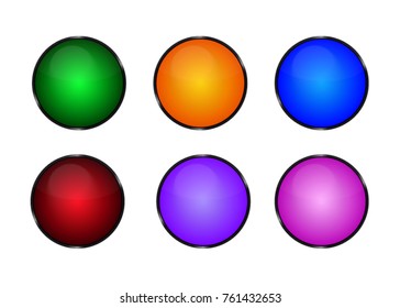 Glossy Buttons - Colorful Vector Icons Set