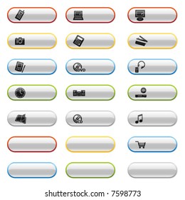 Glossy buttons with electronics icons
