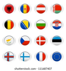 Glossy Buttons - European Flags